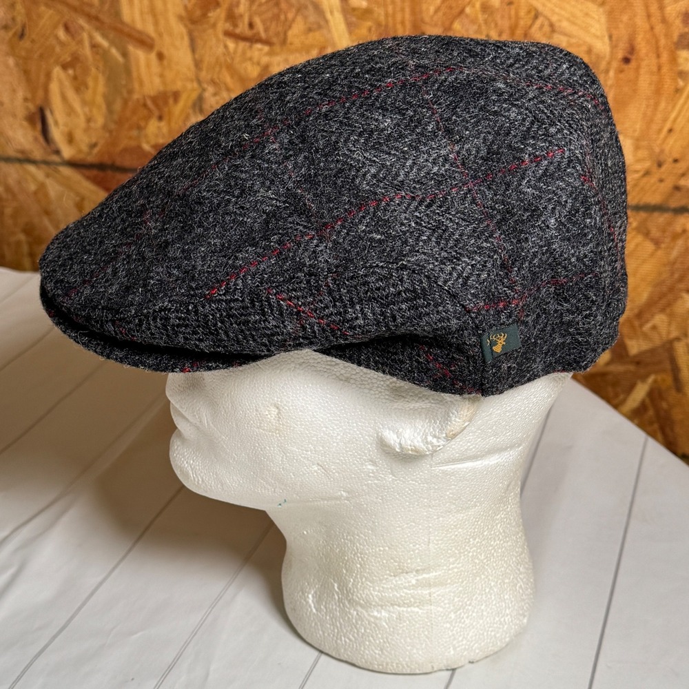 VTG Mucros Weavers Gray Tweed Wool Newsboy Cap Classic Timeless Hat Mens‎ XL